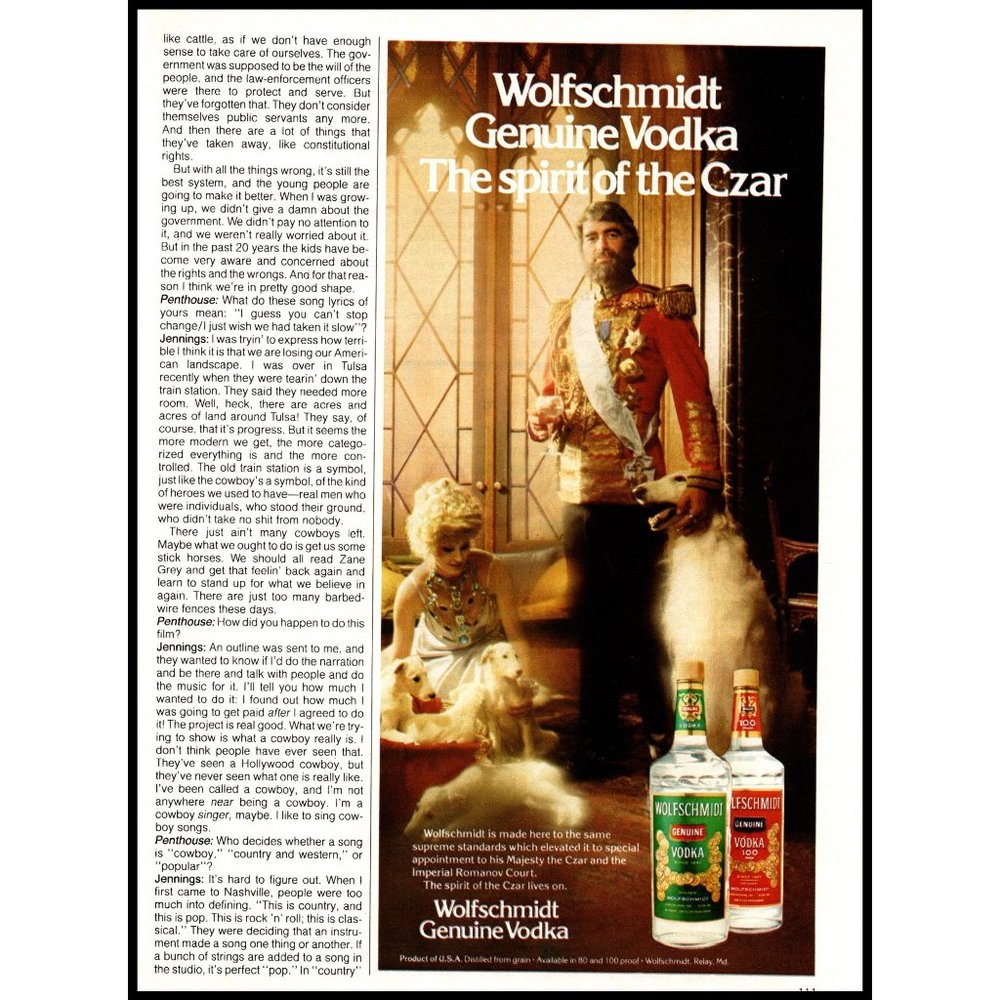 1981 Wolfschmidt Vodka Vintage Print Ad Russia Czar Puppies Military Wall Art